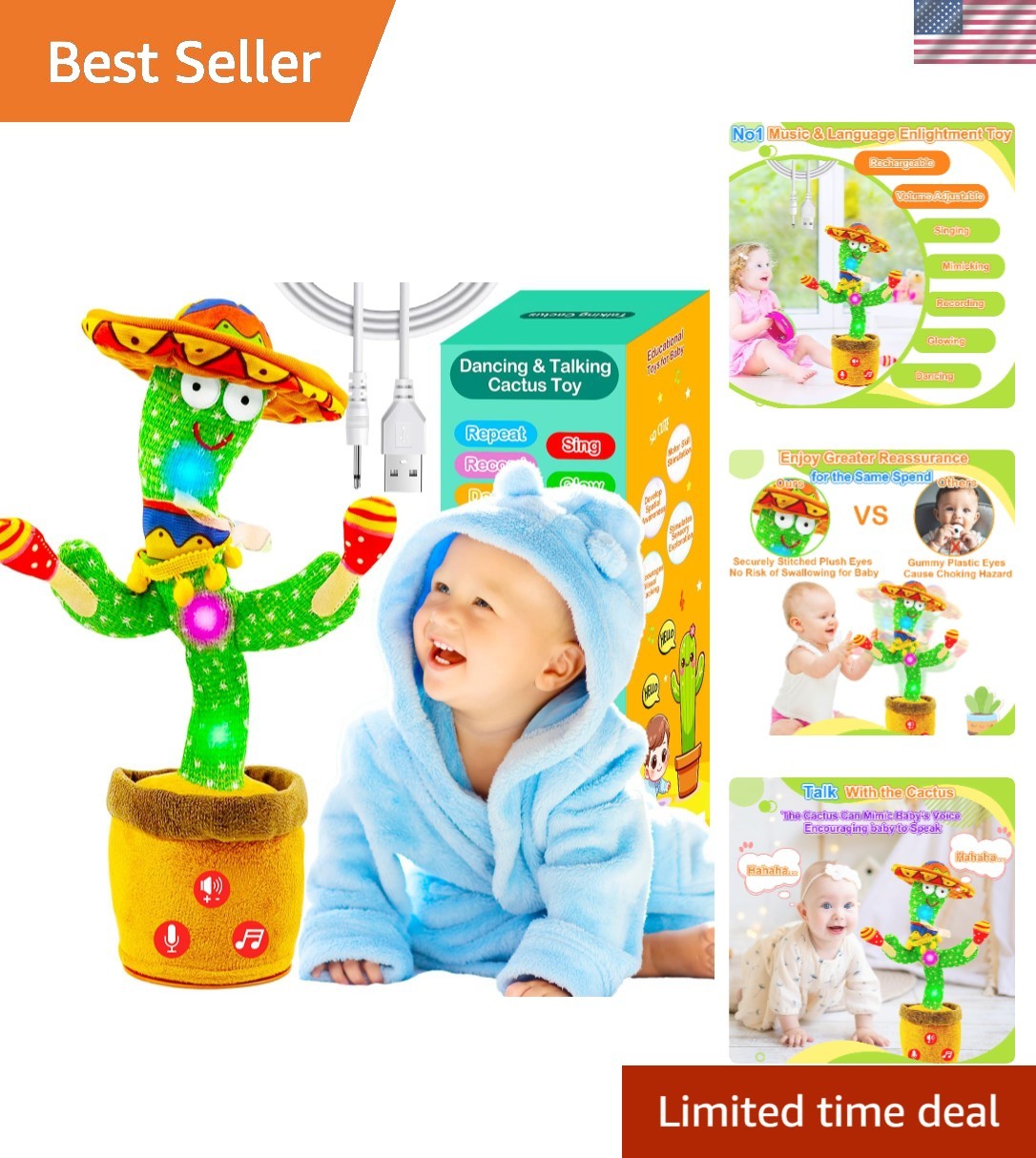 Interactive Singing & Mimicking Cactus Toy – Perfect Baby Gift for All Occasions