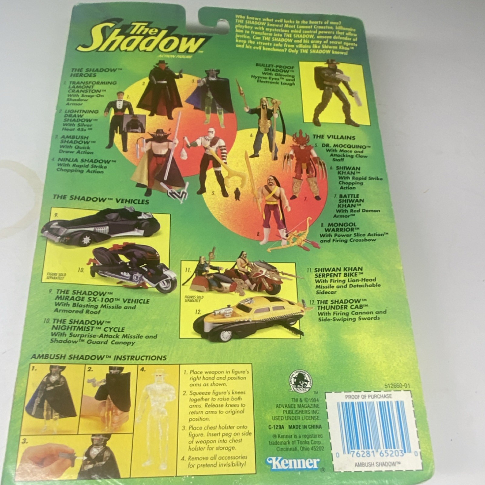 Kenner The Shadow Ambush Shadow Action Figure 1994 Boxed Quick Draw Gun Holster