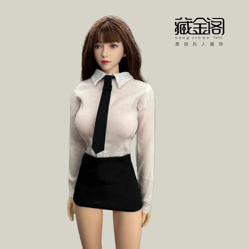 1/6 Scale Female Office Uniform Shirt And Tie Model For 12&Prime; Action Figure Body
