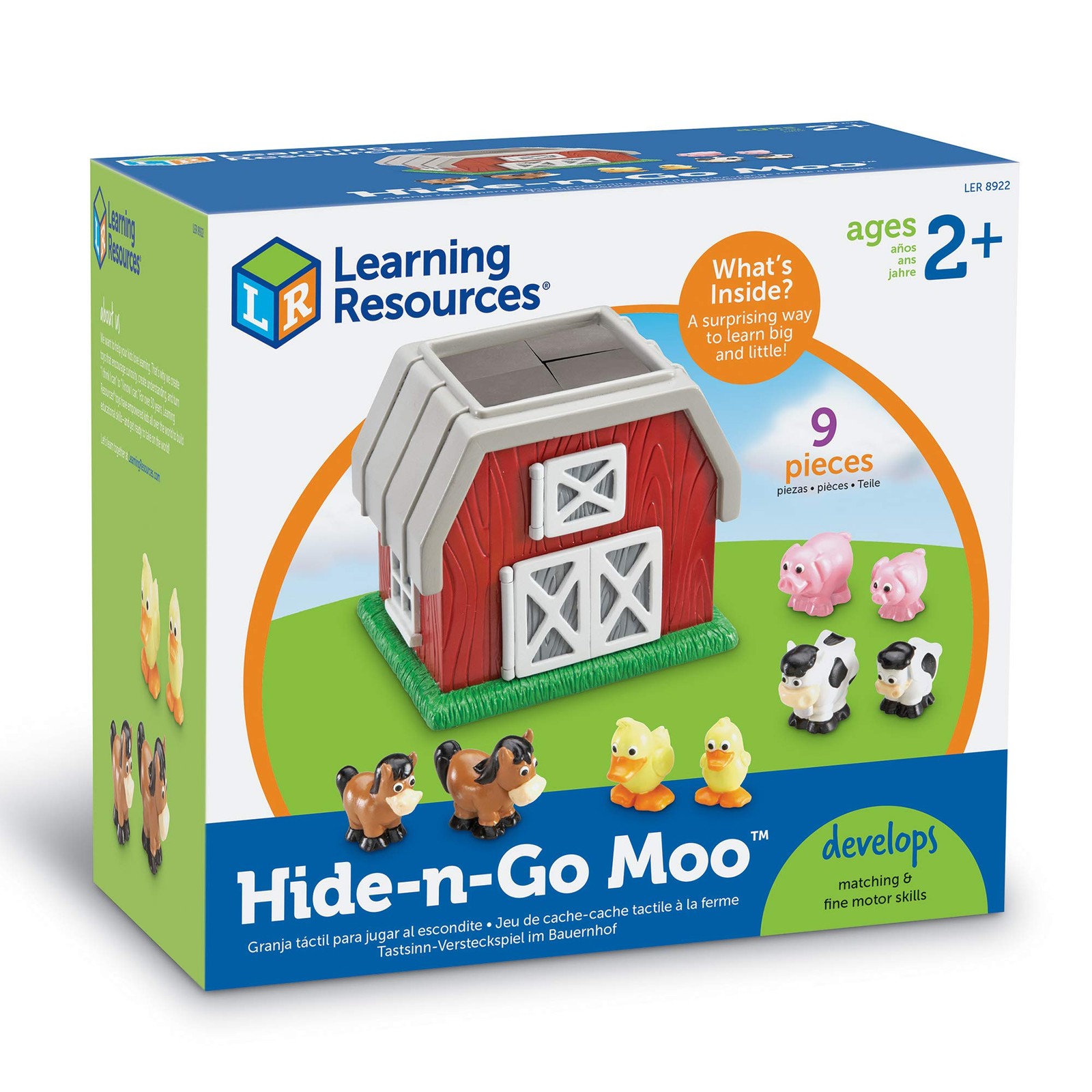 Learning Resources Hide-N-Go Moo, Farm Animal Toy, Barn Toys for Toddlers, 9