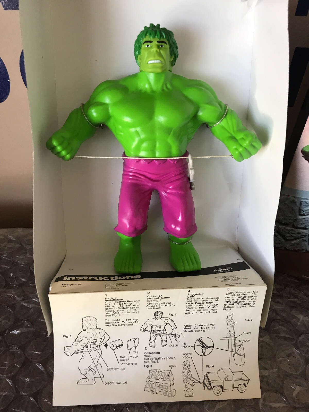 VINTAGE REMCO 1979 THE INCREDIBLE ENERGIZED HULK UNUSED Collapsing Stone Wall