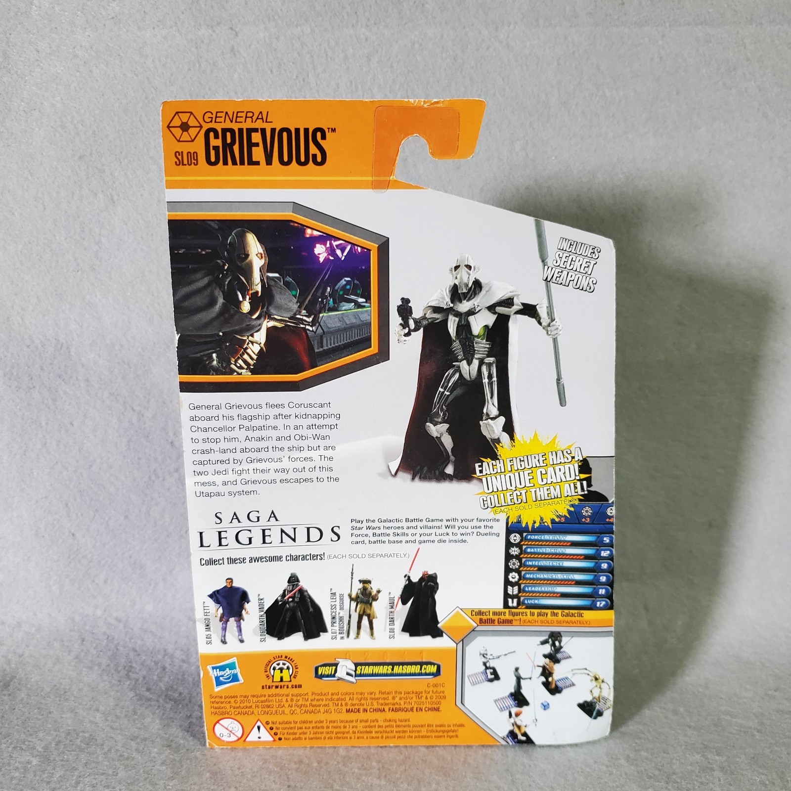 Star Wars Saga Legends General Grievous Figure Secret Weapons & Battle Card 2010