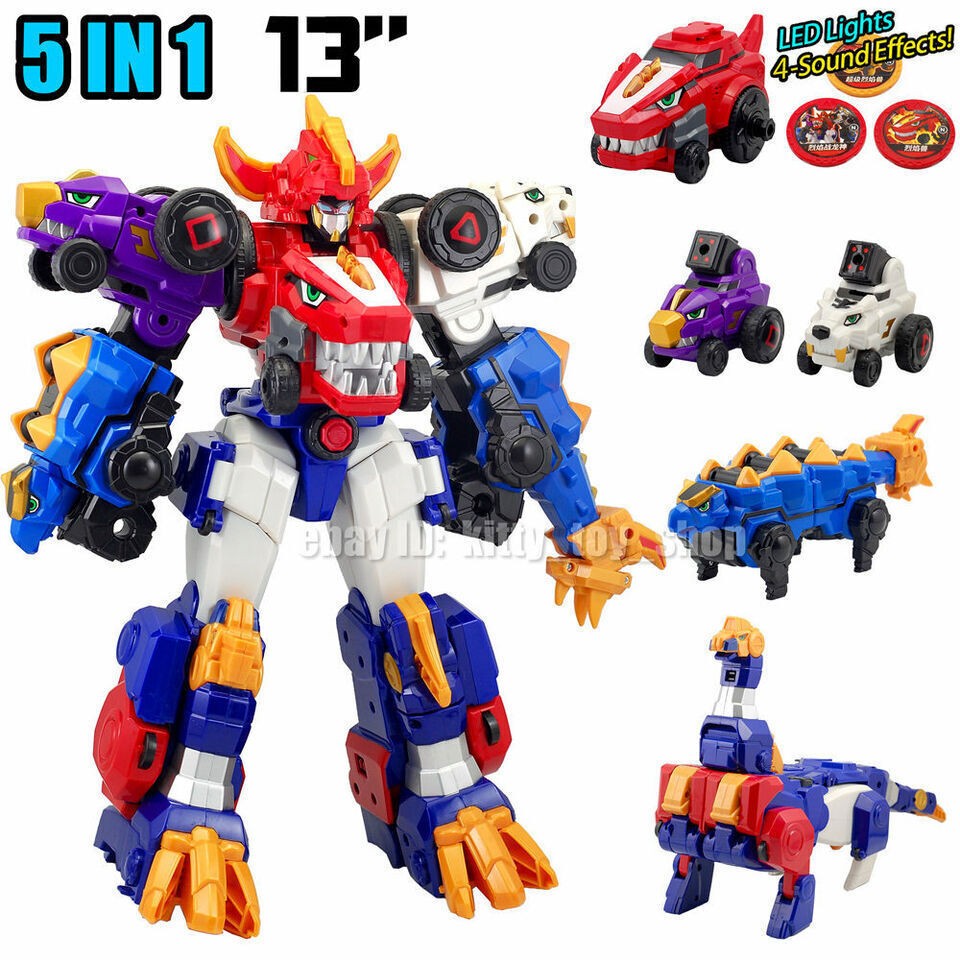 5-in-1 Dino Core Ultra-Tech Transforming Tyranosaurus Rex Robot Combiner Toy