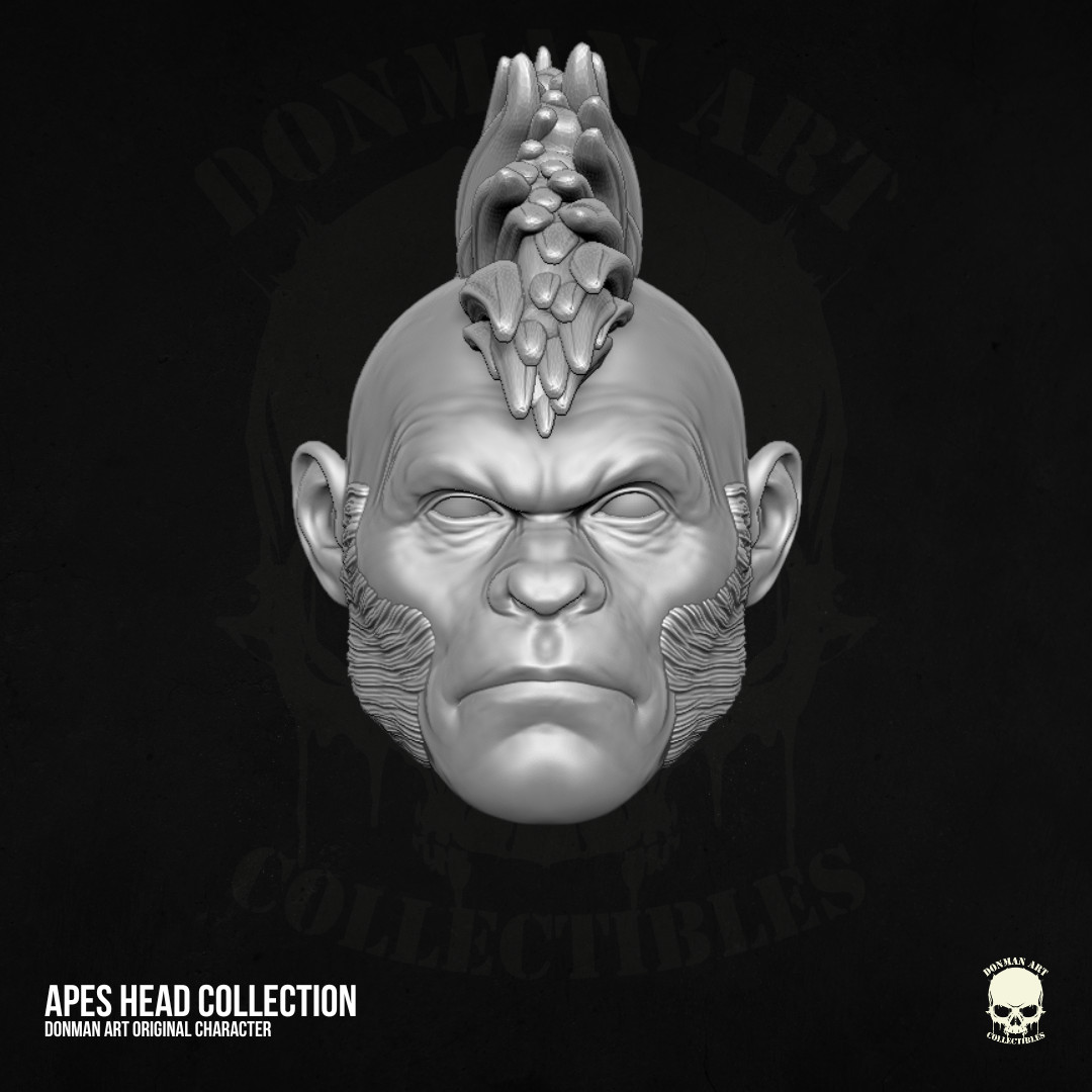 Futuristic Sci-Fi Cyberpunk Ape Head A 6&Prime; (1:12) Custom 3D Resin Print