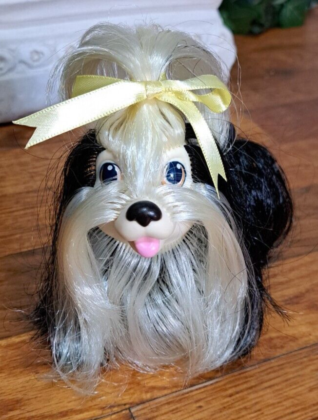Vtg 1989 Sweetie Pups Shih Tzu Black White Puppy Dog Figure Figurine Toy Hasbro