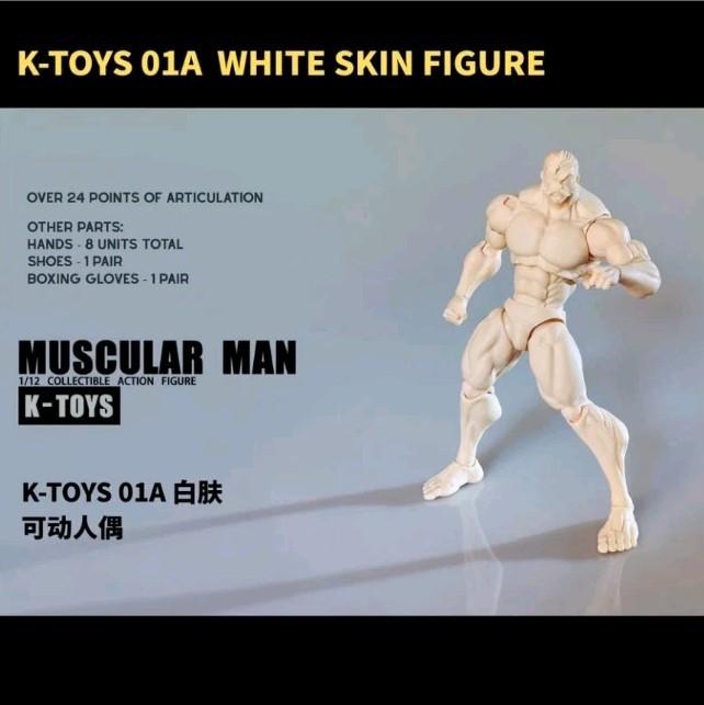 K Toys 1/12 Scale Male Highly Articulated Customizable White Figure « NEW – US »