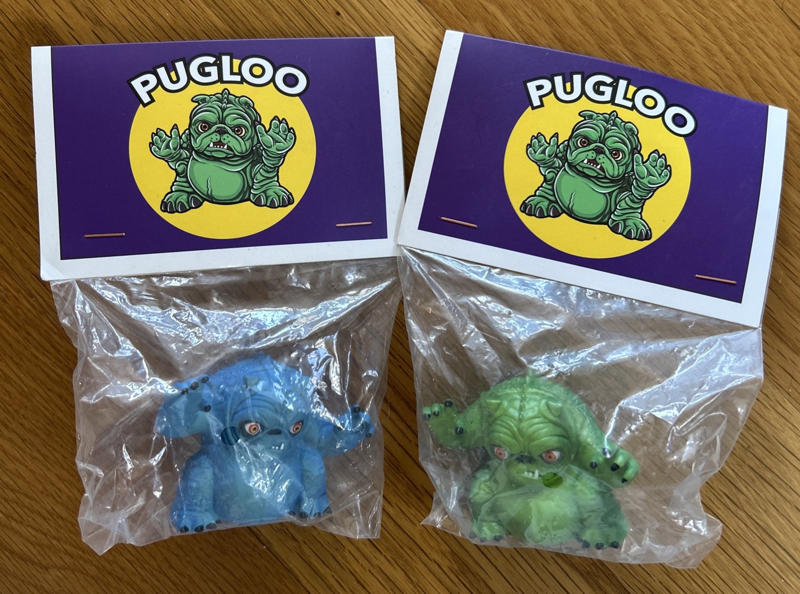 Pugloo Mini Vinyl Figure Set Of 2 Green Blue KreatureKid Justin Ishmael ISH