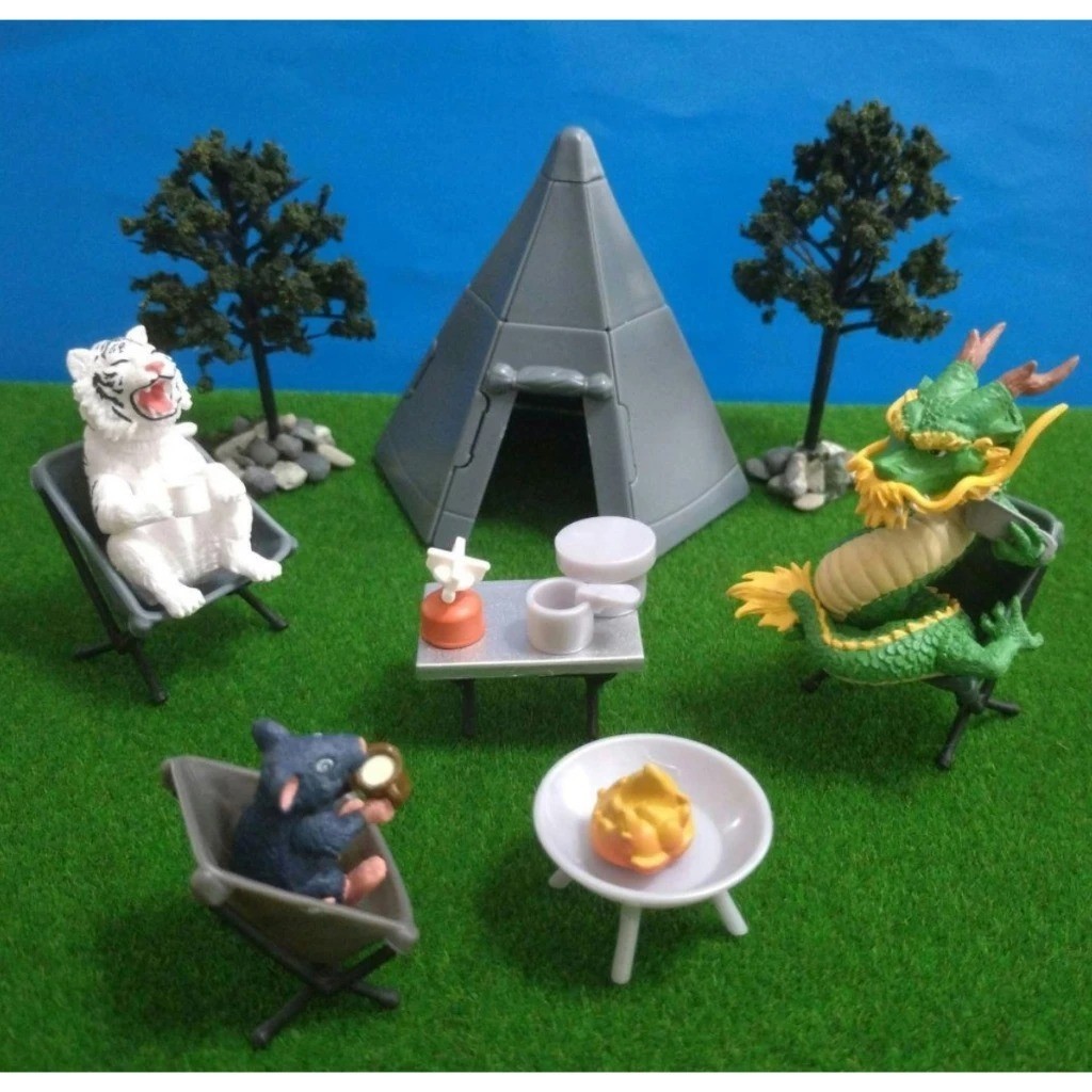 BANDAI Animal Camping Scene Set 07 Gashapon Figurine Model Decor toy Gacha JAPAN
