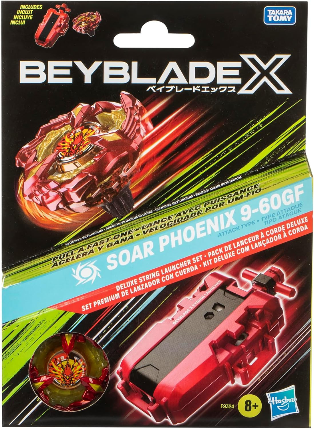 X Soar Phoenix 9-60GF Deluxe String Launcher Set with Attack Type Right-Spinning