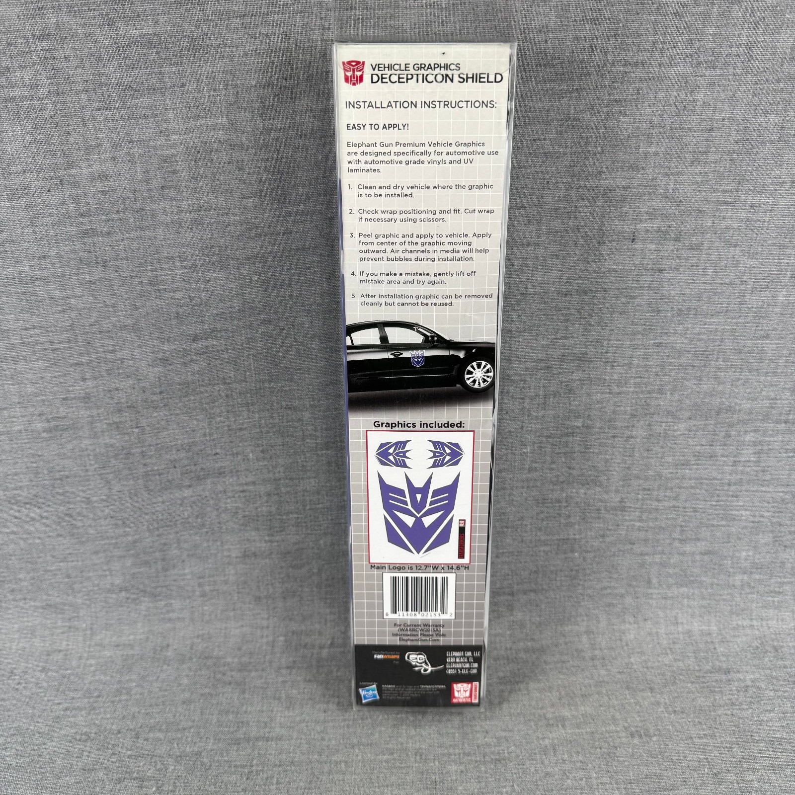 2015 Hasbro Transformers Decepticon Shield Purple Vehicle Car Graphics Decal