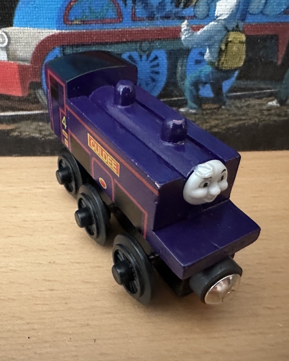 1996 Learning Curve Britt Allcroft Wooden Thomas Train Two Faced Culdee!