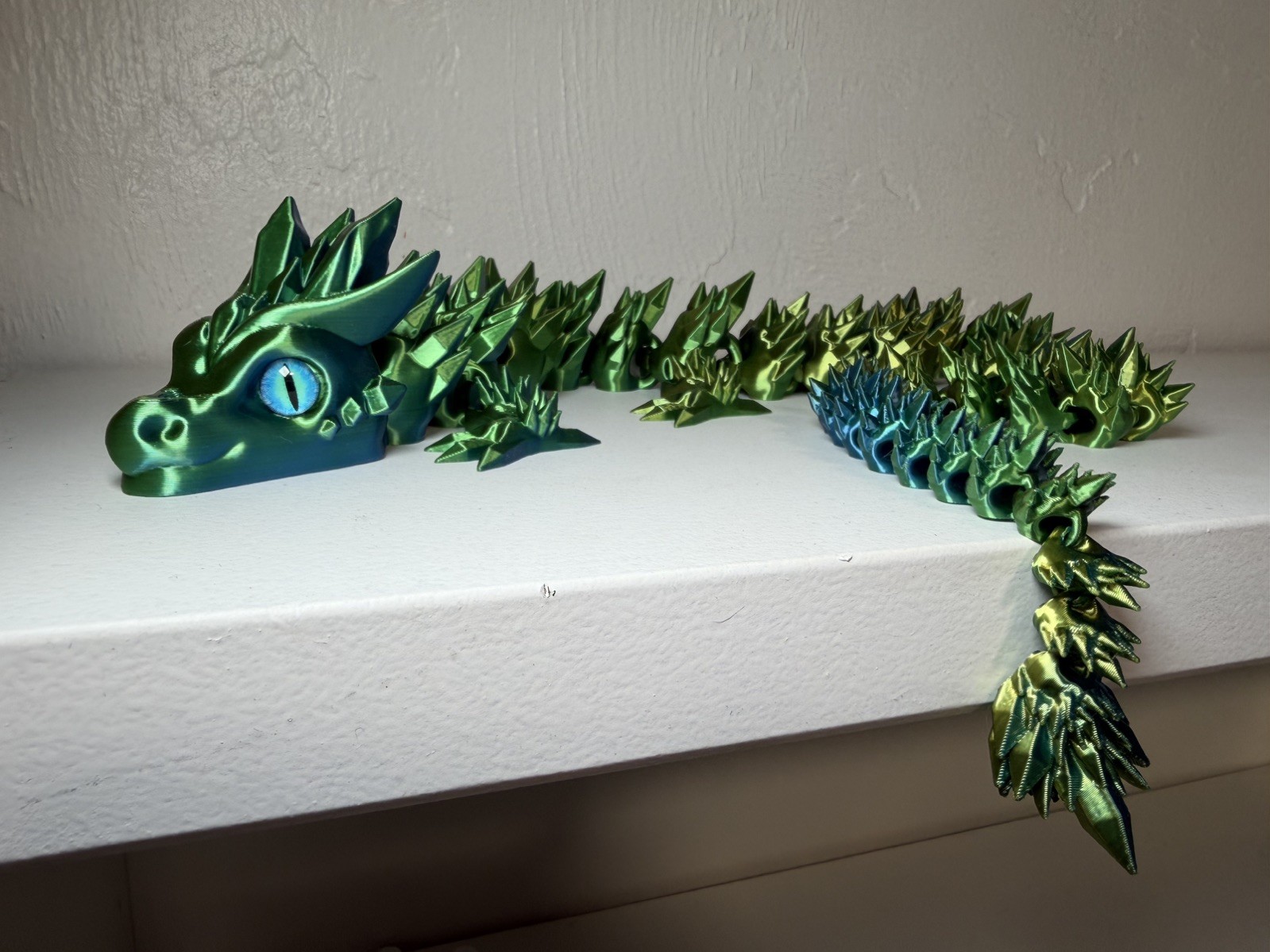 Articulated Crystal 💎 Dragon 3D Printed (24 Inches Long!) Realistic Eyes 💚💙