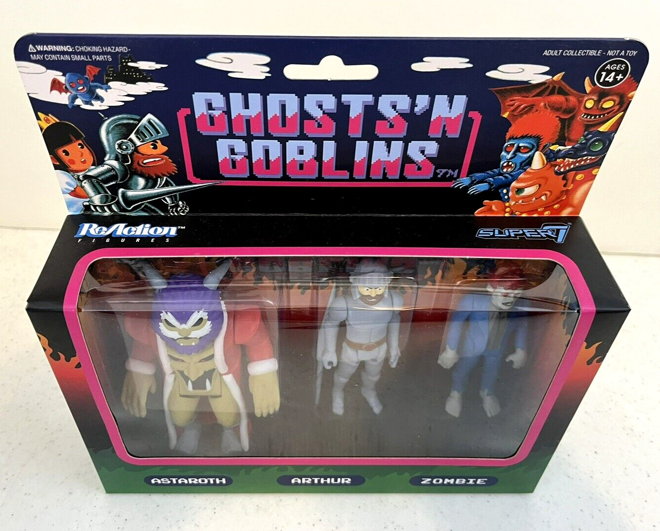 GHOSTS&rsquo;N GOBLINS~ReAction Figures~Super7~Zombie Set~Astaroth-Arthur-Zombie~New