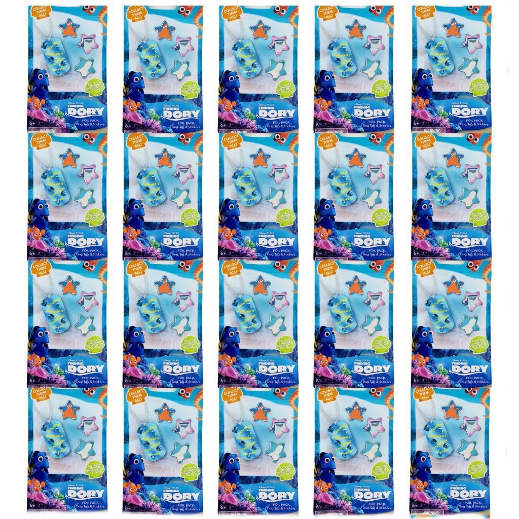 Disney Pixar Finding Dory Dog Tags & Stickers : Lot of 20 Sealed Blind Packs