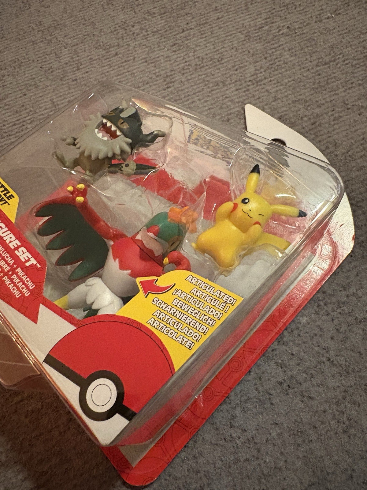 Pokemon Battle Figure Set 3-Pack – Perrserker, Hawlucha & Pikachu – Jazwares NEW