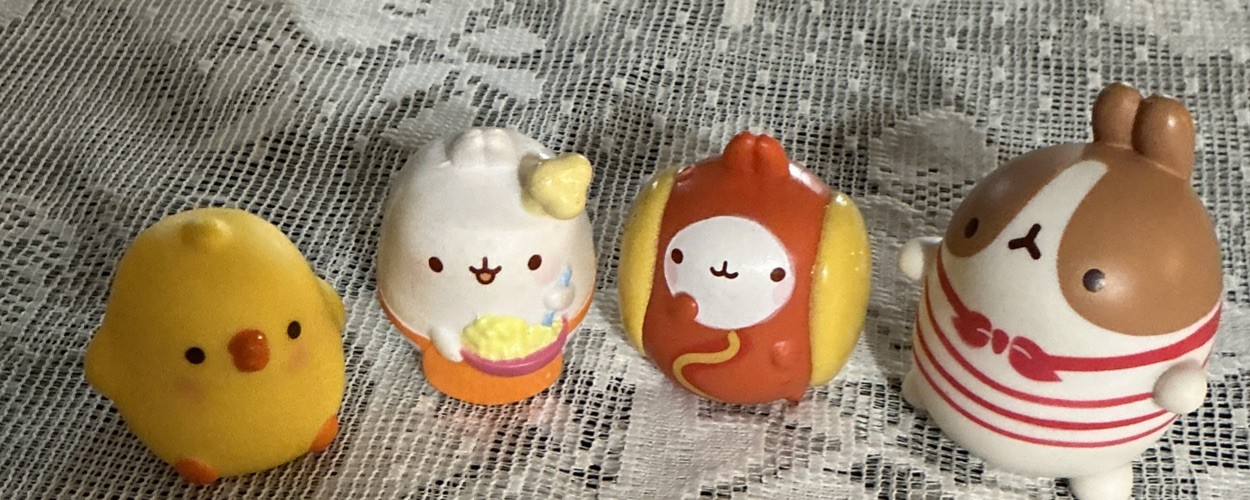 Molang Figures Mix Lot Of 4 About 1.5 Inches