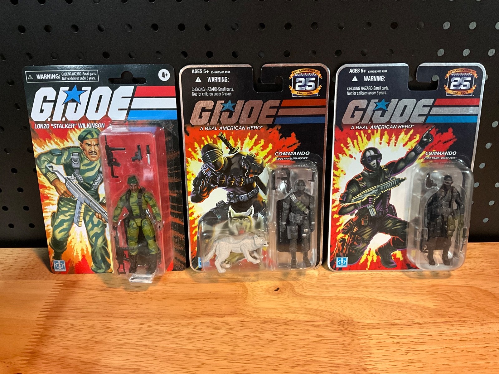 GI Joe 25th Anniversary Commando Snake Eyes with Timber Card, Stalker figure lot