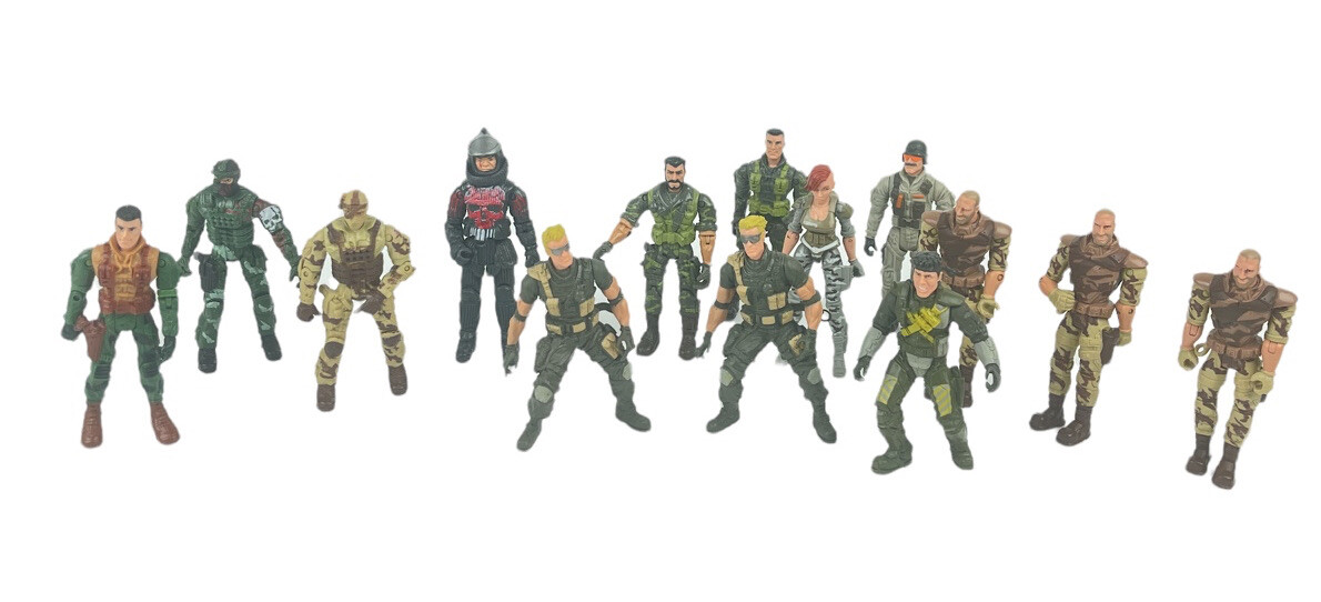 Lot Of 14 Mixed Y2K Military 4” Action Figures 2000’s Toys