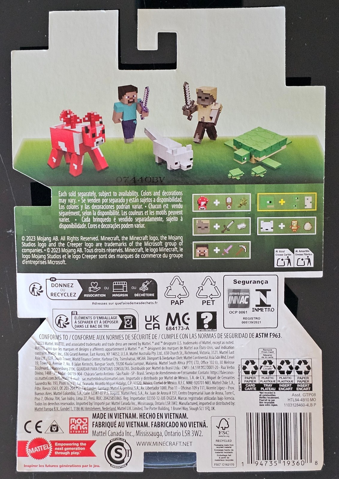 Minecraft 15th Anniversary Turtle and Baby Turtles and Egg 4&Prime; Figure NEW 2023