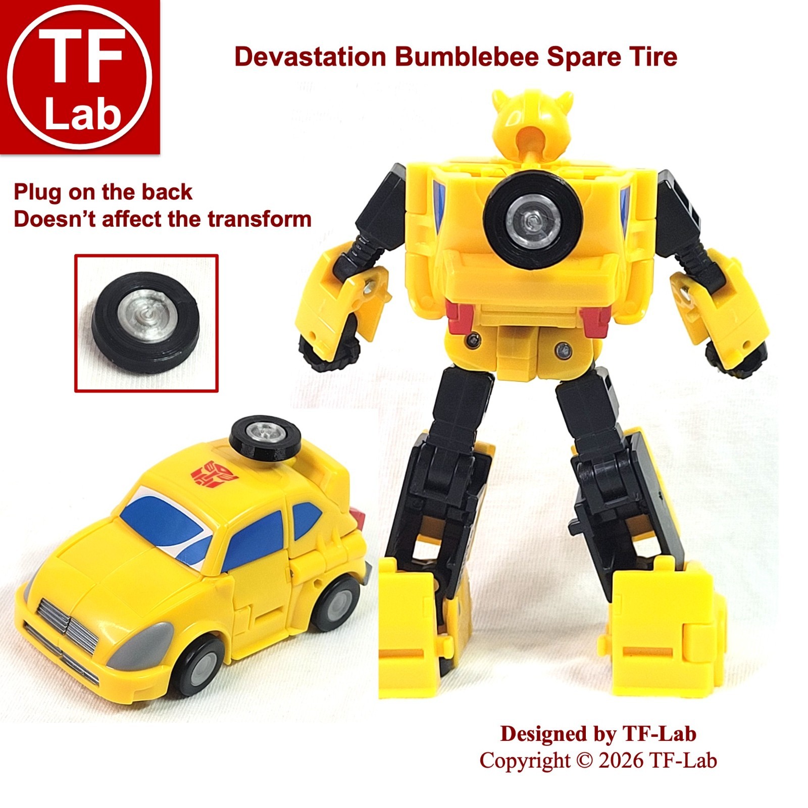 Spare Tire for Transformers Studio Series Devastation Bumblebee Deluxe