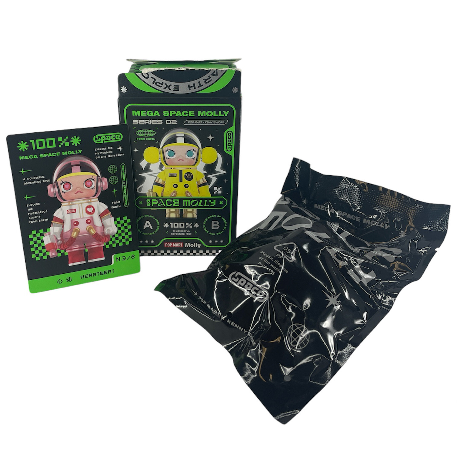 POP MART Kennyswork Mega Space Molly Series 2 Heartbeat Heart Figure SEALED BAG