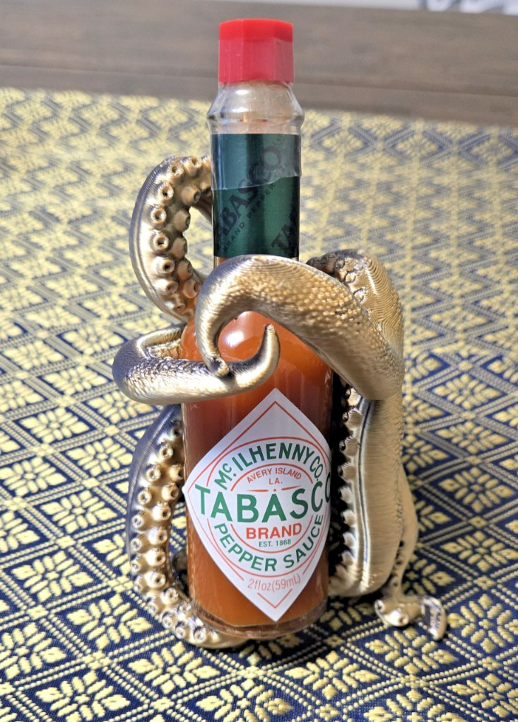 Octopus Tabasco 20z Table Holder Figure 3D Printed Handmade multi-color toy