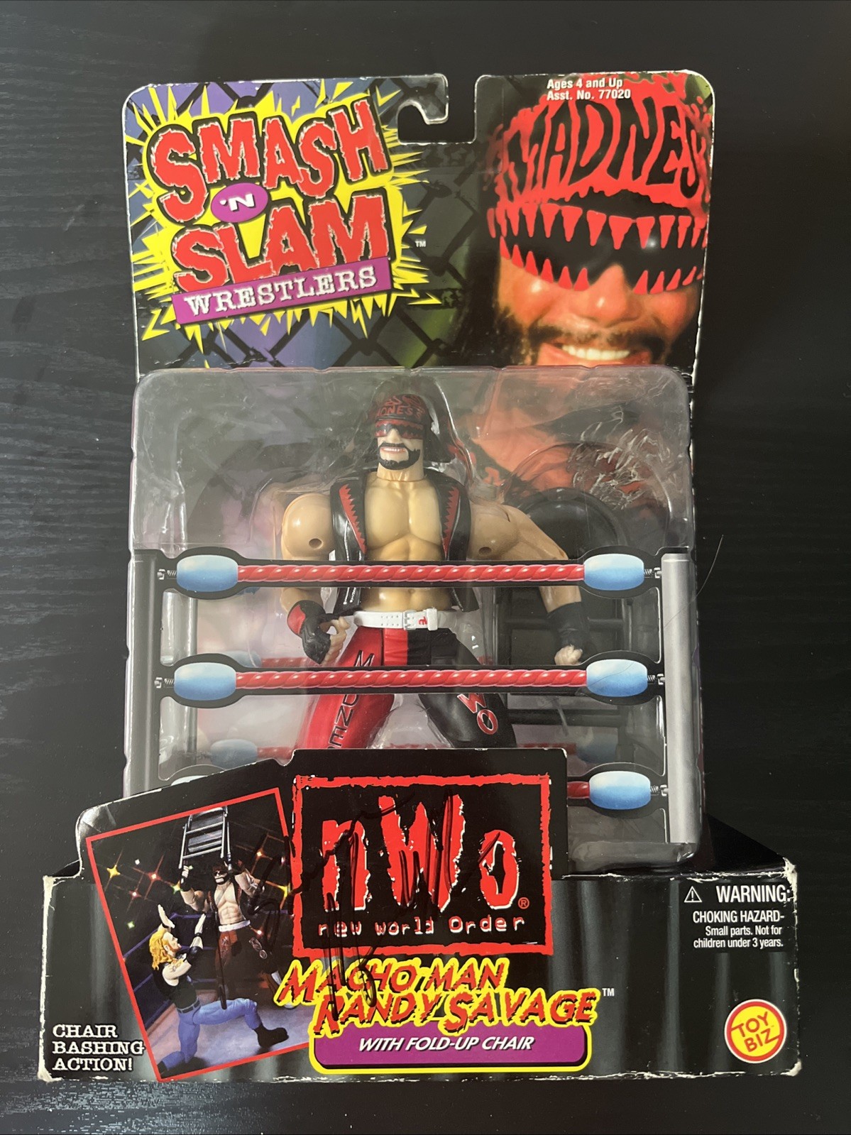 1990&rsquo;s Smash N Slam Wrestlers NWO Macho Man Randy Savage ToyBiz 1999 NEW WCW