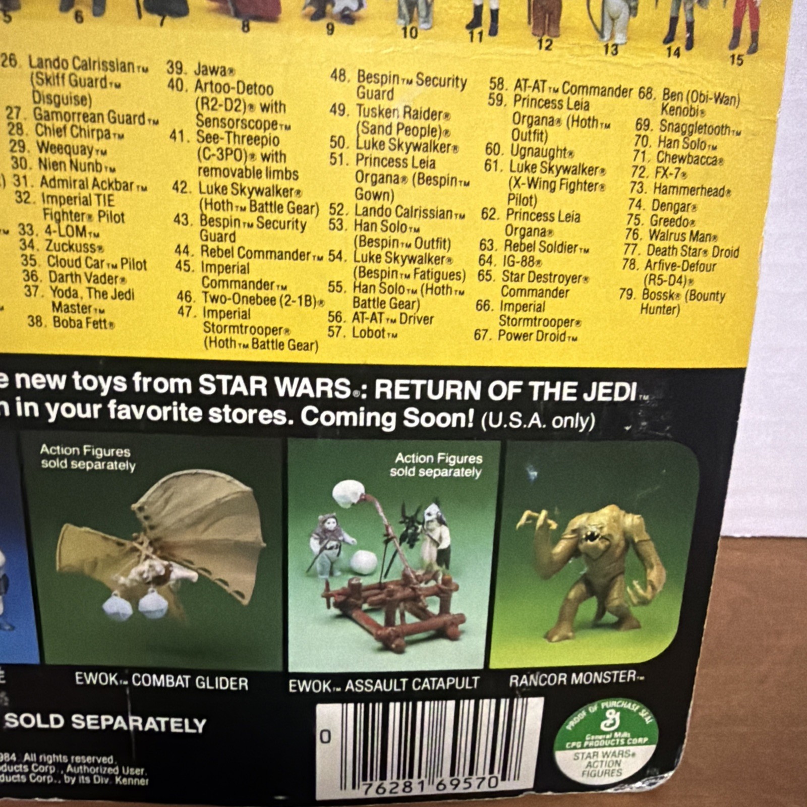 Vintage 1983 Star Wars Rotj Nikto Moc 79 Back Completely Sealed Crease Card *178