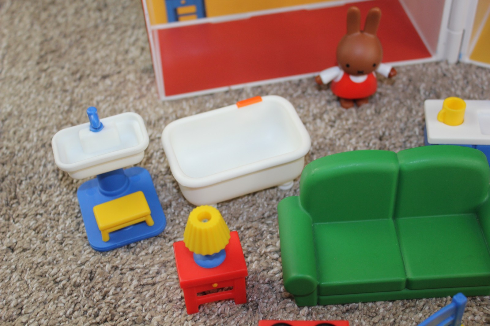 Miffys Adventures Big & Small House Playset Fold Carry Furniture Lot Red RARE