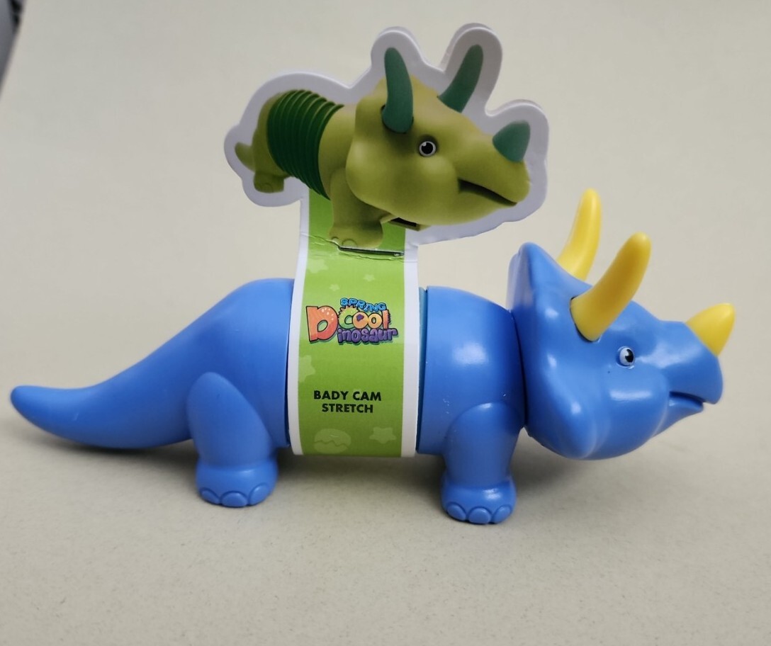Triceratops Spring Cool Dinosaur Bady Cam Stretch Flashy Lights Up Blue