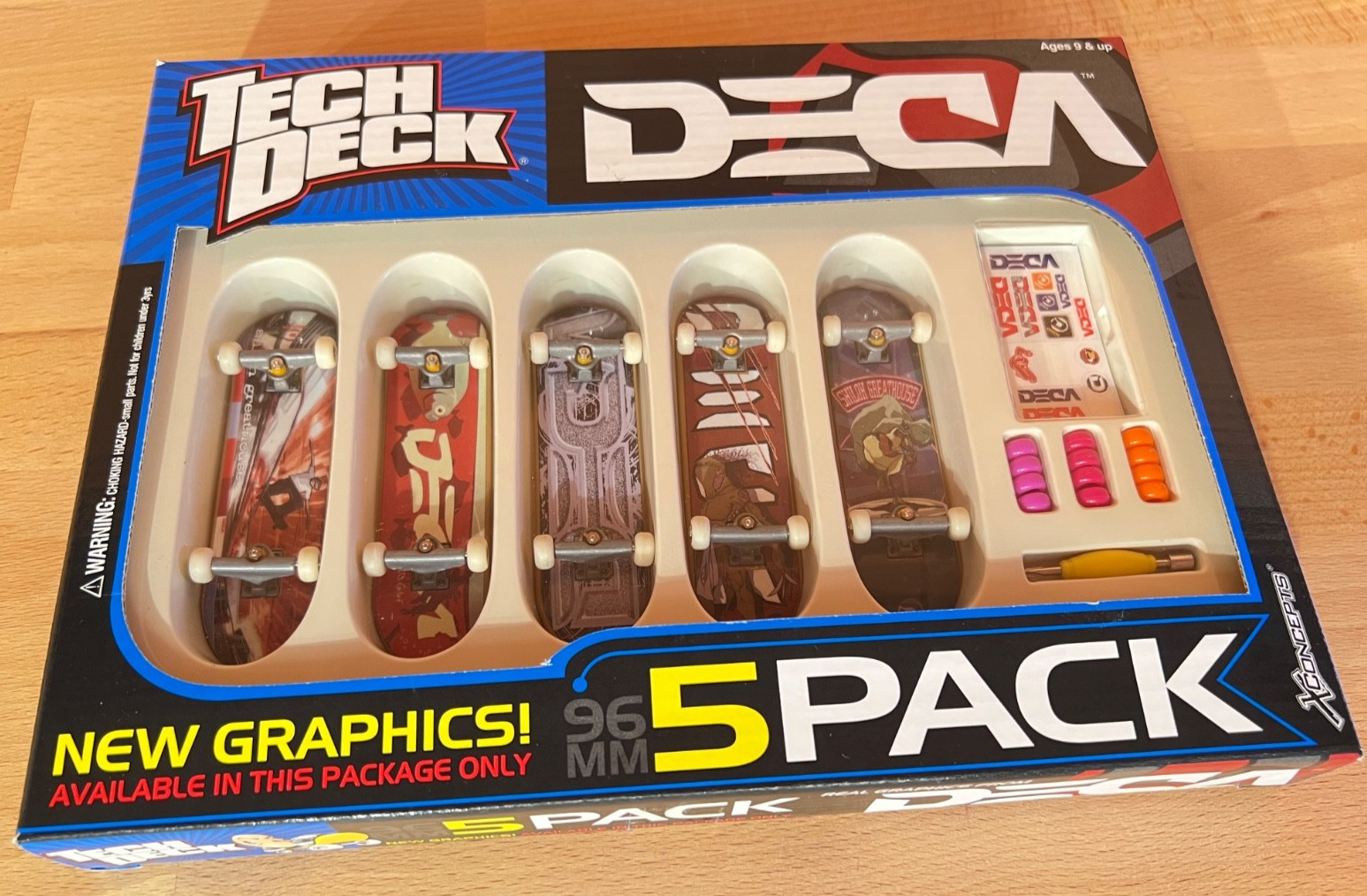 Vintage 2002 Tech Deck DECA Skateboards 5 Pack Fingerboards EXCLUSIVE ART Sealed
