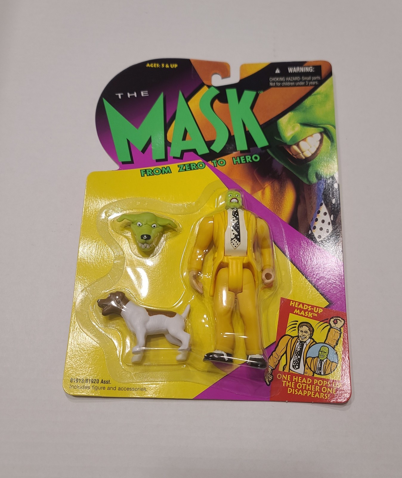 Vintage 1994 The Mask From Zero To Hero Heads Up Mask Action Figure Kenner Rare