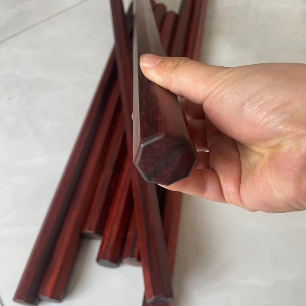 Solid 24&Prime; Chinese Roeswood Stick Bar Octagon Kung Fu Safety Training Hand Toy