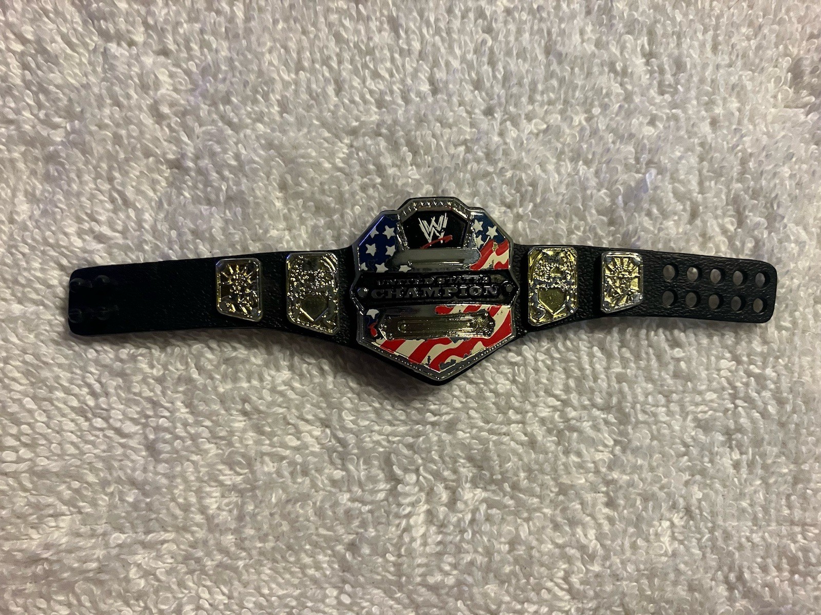 Mattel WWE United States Championship Champion Title Belt Black Strap WORN PAINT