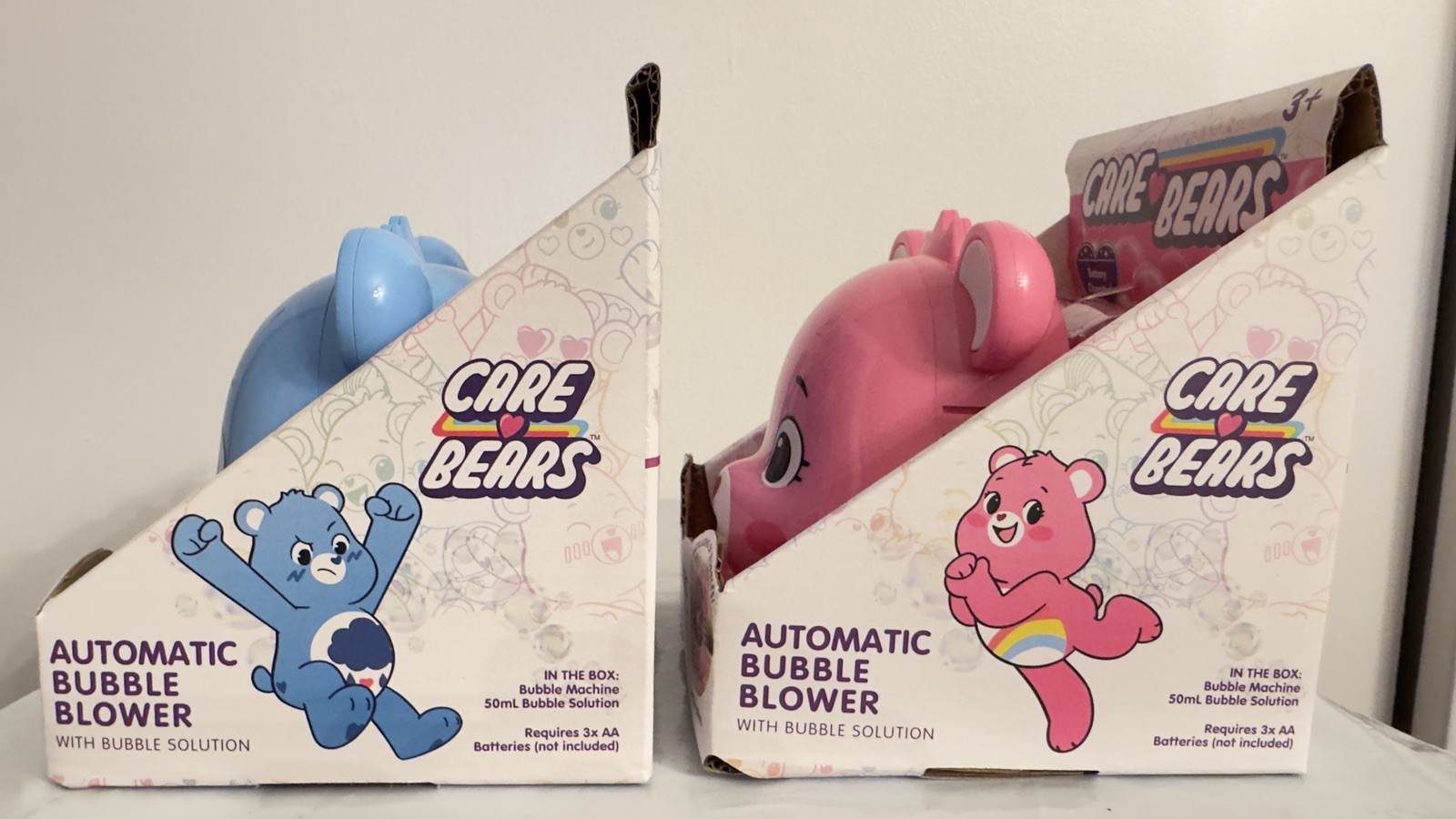 Care Bears Grumpy & Cheer Bear Automatic Bubble Blower New In Box With Bubbles
