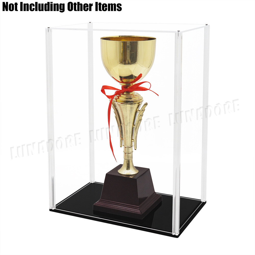 US Acrylic Display Case 16&Prime; H Self-Install Perspex Big Box Black Base Dustproof