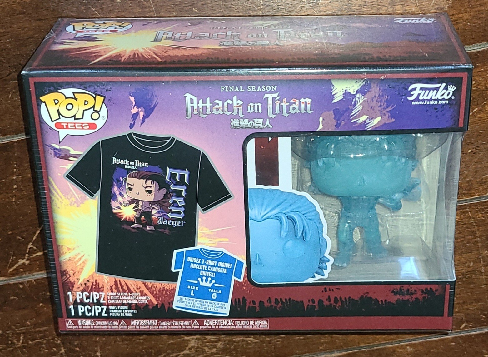 Pop! (2023) Tees ATTACK ON TITAN: (1) Large T-Shirt & EREN JAEGER Vinyl Figure