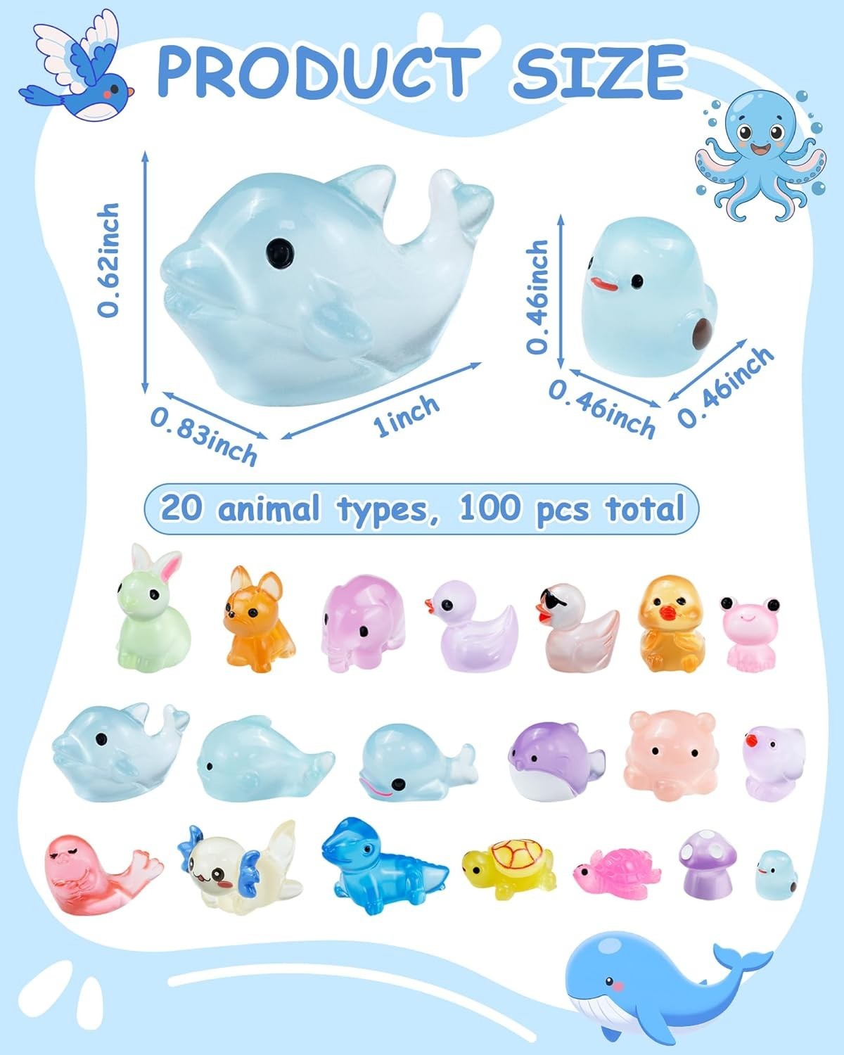Versatile 100-Piece Mini Resin Animals Collection – Perfect for Crafts & Play