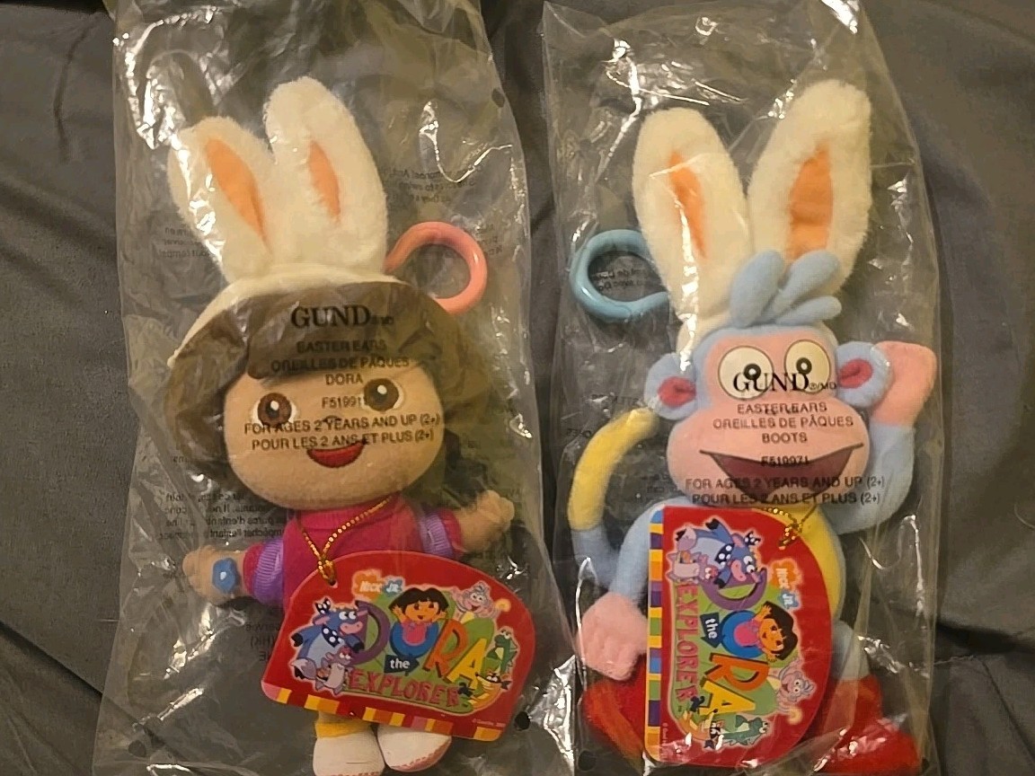 NEW WITH TAG GUND DORA THE EXPLORER BOOTS AND DORA SET ~ EASTER PLUSH 7 1/2&Prime;