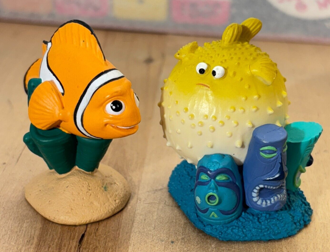 2 Finding Nemo PVC Figures, Porcupine Puffer Fish Bloat & Nemo, 2&Prime; Disney Pixar