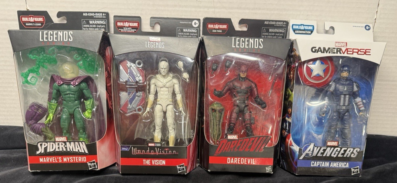 Marvel Legends BAF (4) Lot Daredevil (Defenders) Vision. Capt America Mysterio