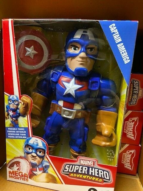 (4 Pack) Captain America Super Hero Adventures Mega Mighties, 10 inch, Ages 3+
