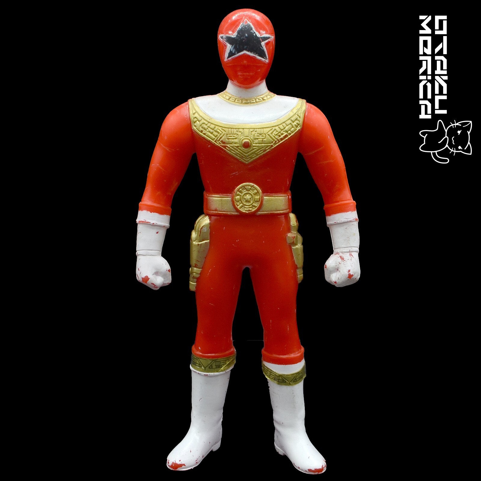 Bandai 1994 Chouriki Sentai Ohranger Red Ranger – Sofubi Figure 4.75in USED
