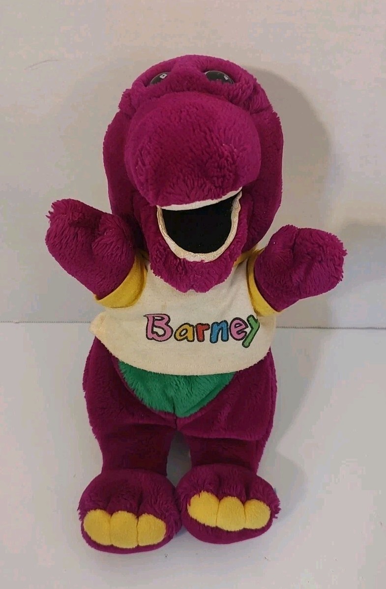 Vintage 1992 Dakin Barney 14&Prime; Plush The Lyons Group Stuffed Barney With T-Shirt
