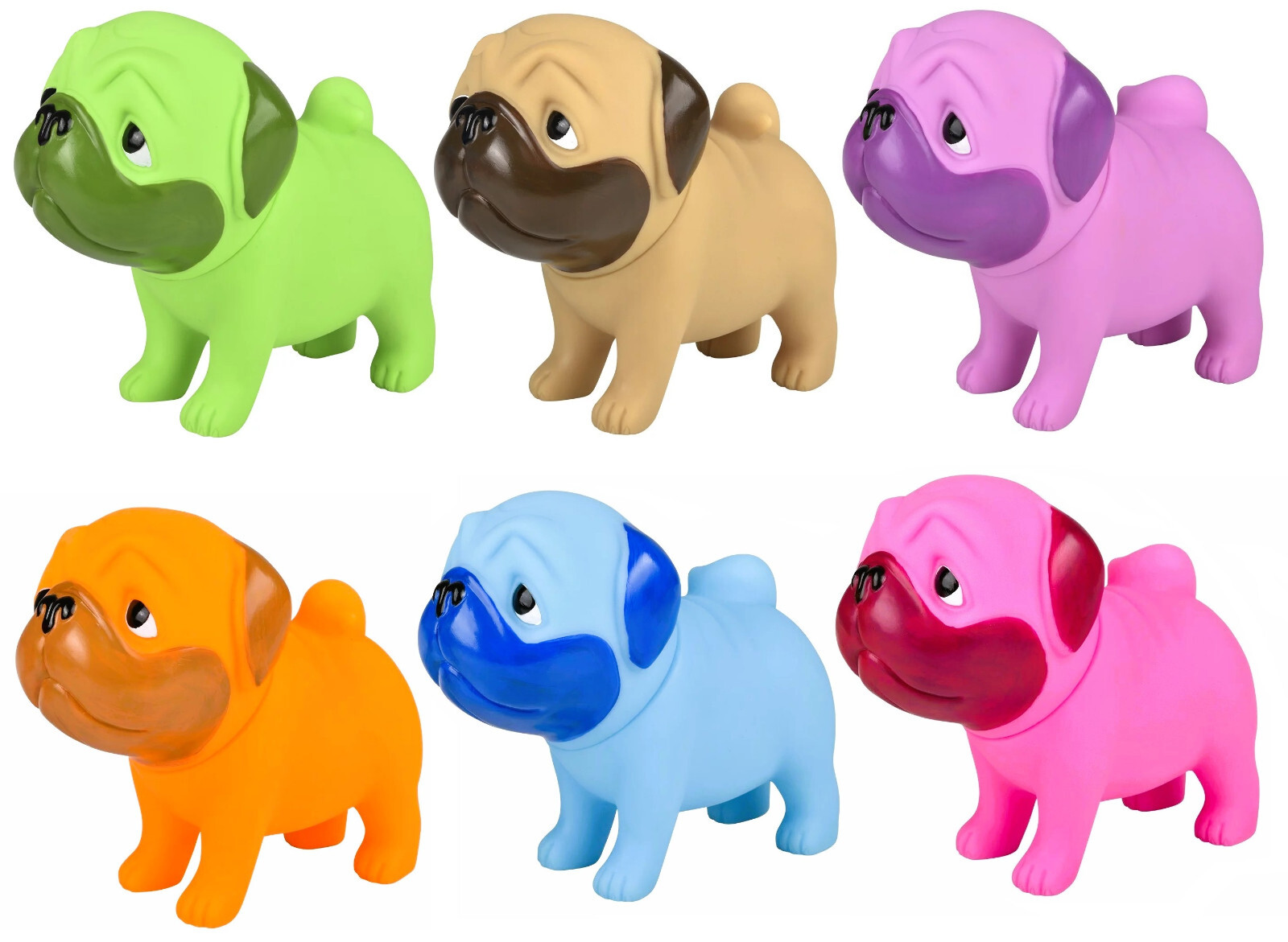 Big Rubber Pug Dog with Squeaky Sound and Movable Head (Large – 5.5&Prime; Toll and 6&Prime;