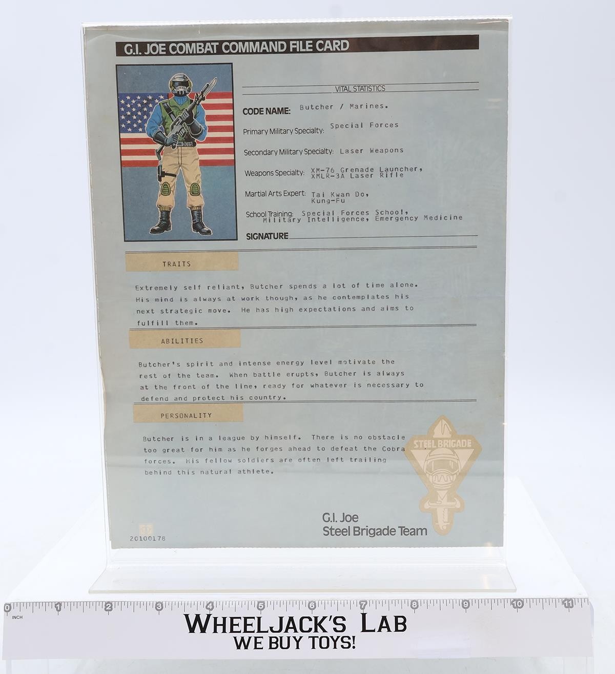 Steel Brigade Team Combat Command File Card ONLY GI Joe