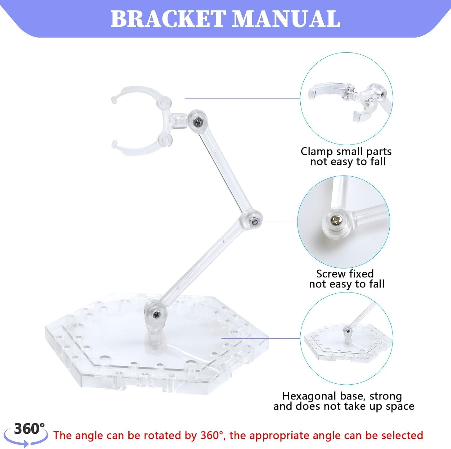 Lightweight 5-Piece Action Figure Stand with Screwdriver for Easy Assembly