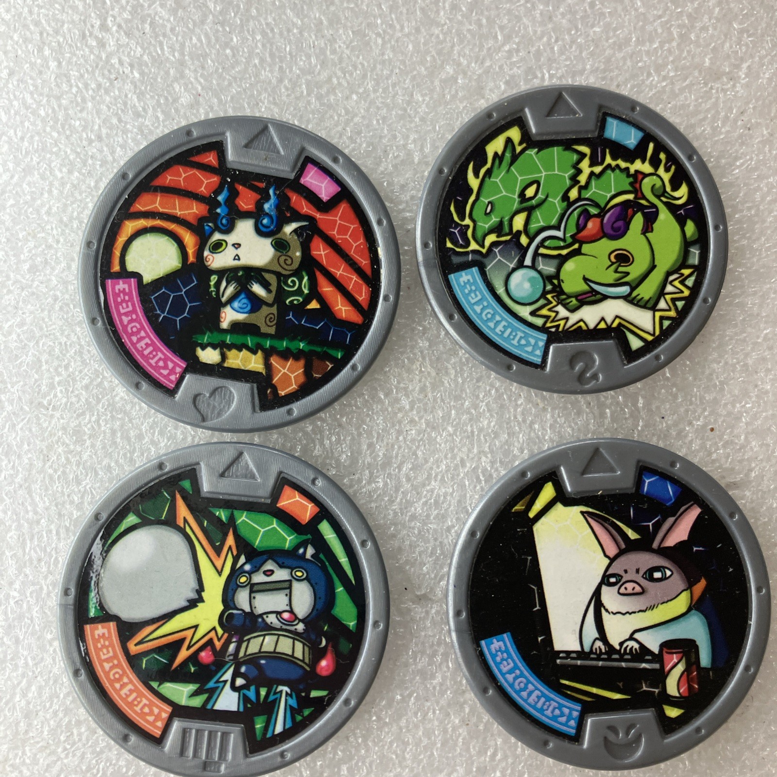 YoKai Yo-Kai Watch Medals Lot 4 Eng Ver Komasan Draggie Robonyan Hidabat