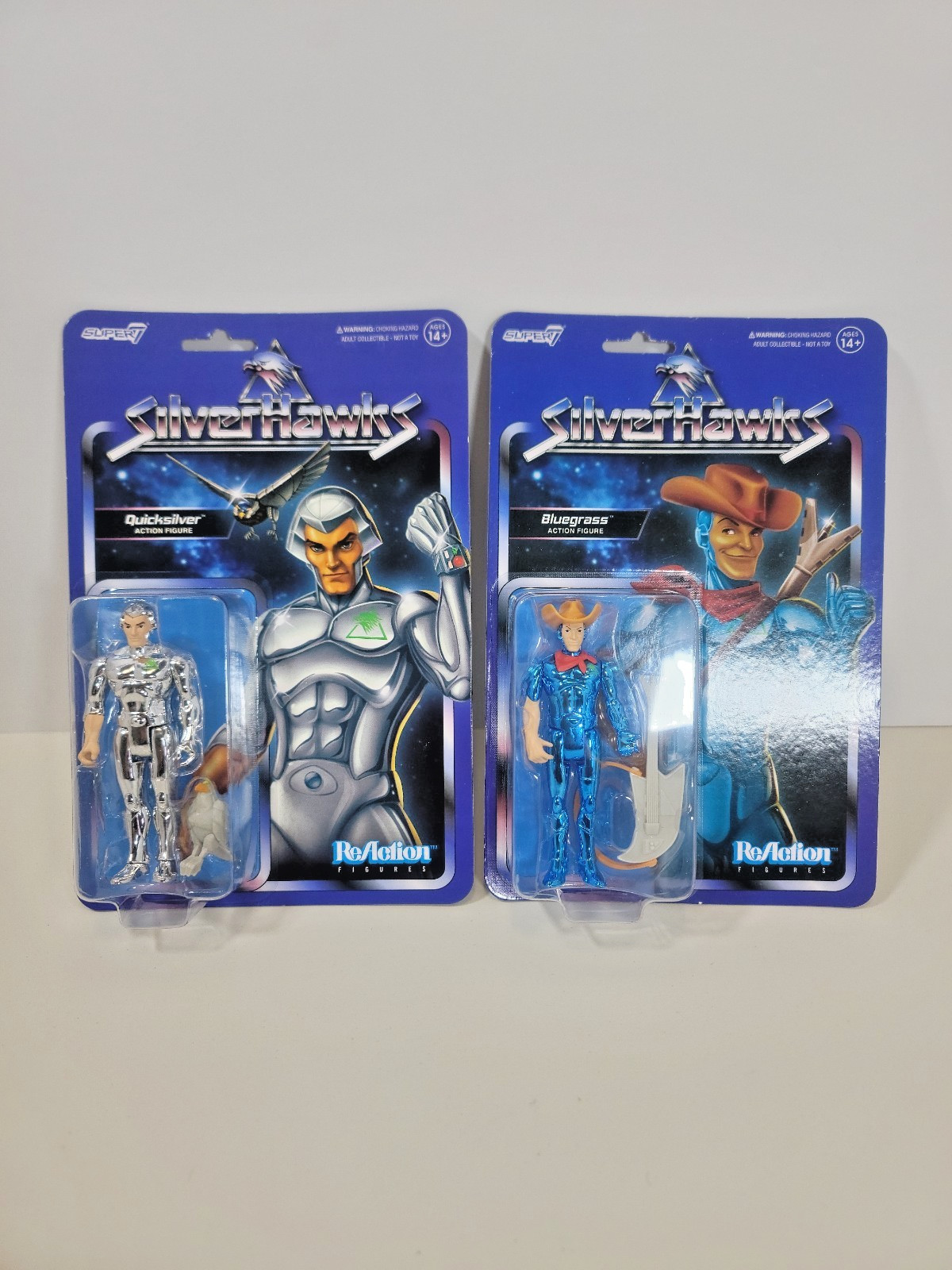 Quicksilver & BlueGrass Silverhawks Super7 Reaction Action Figure NEW Bundle
