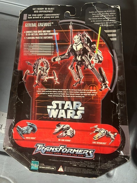 💥🚀🤖 STAR WARS TRANSFORMERS 2005 GENERAL GRIEVOUS WHEEL BIKE SPIN DISK SEALED